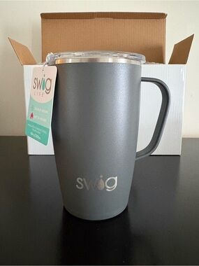 Gray Insulated Travel Mug with Handle
